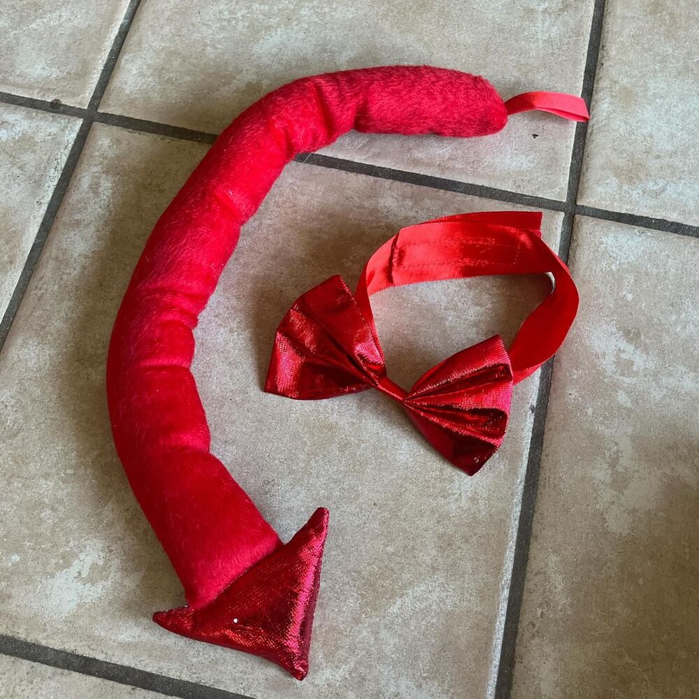 Red devil tail and bow tie set